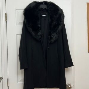 Elegant Black Fur-Trimmed Women's Coat